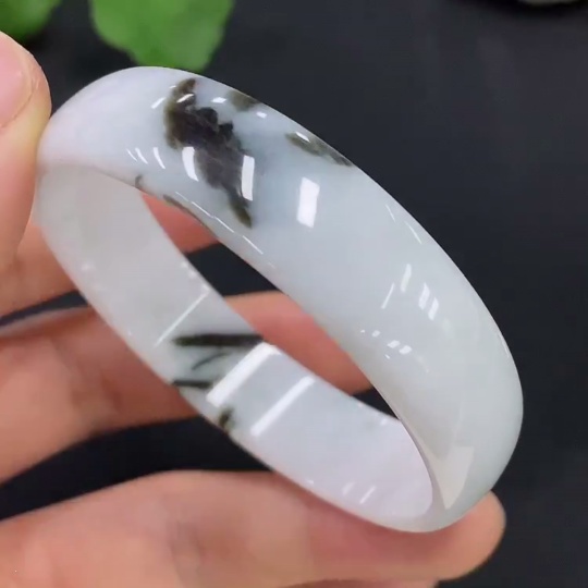 F26012421 Jadeite Round Bracelet with Other Mineral Components, Total Weight Approx. 27.19g, Size 53.2