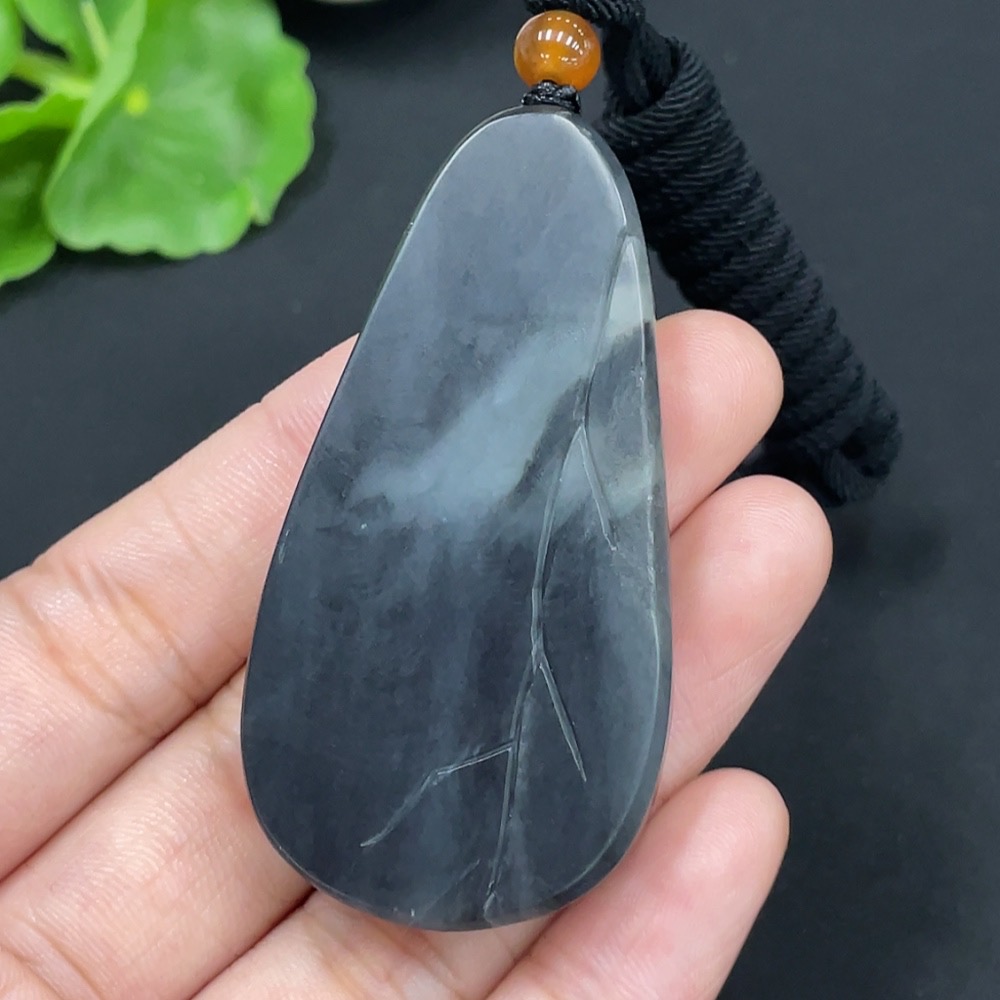 H28268983 Hetian Jade Pendant - Landscape Plaque, Total Weight (including rope): 33.4g