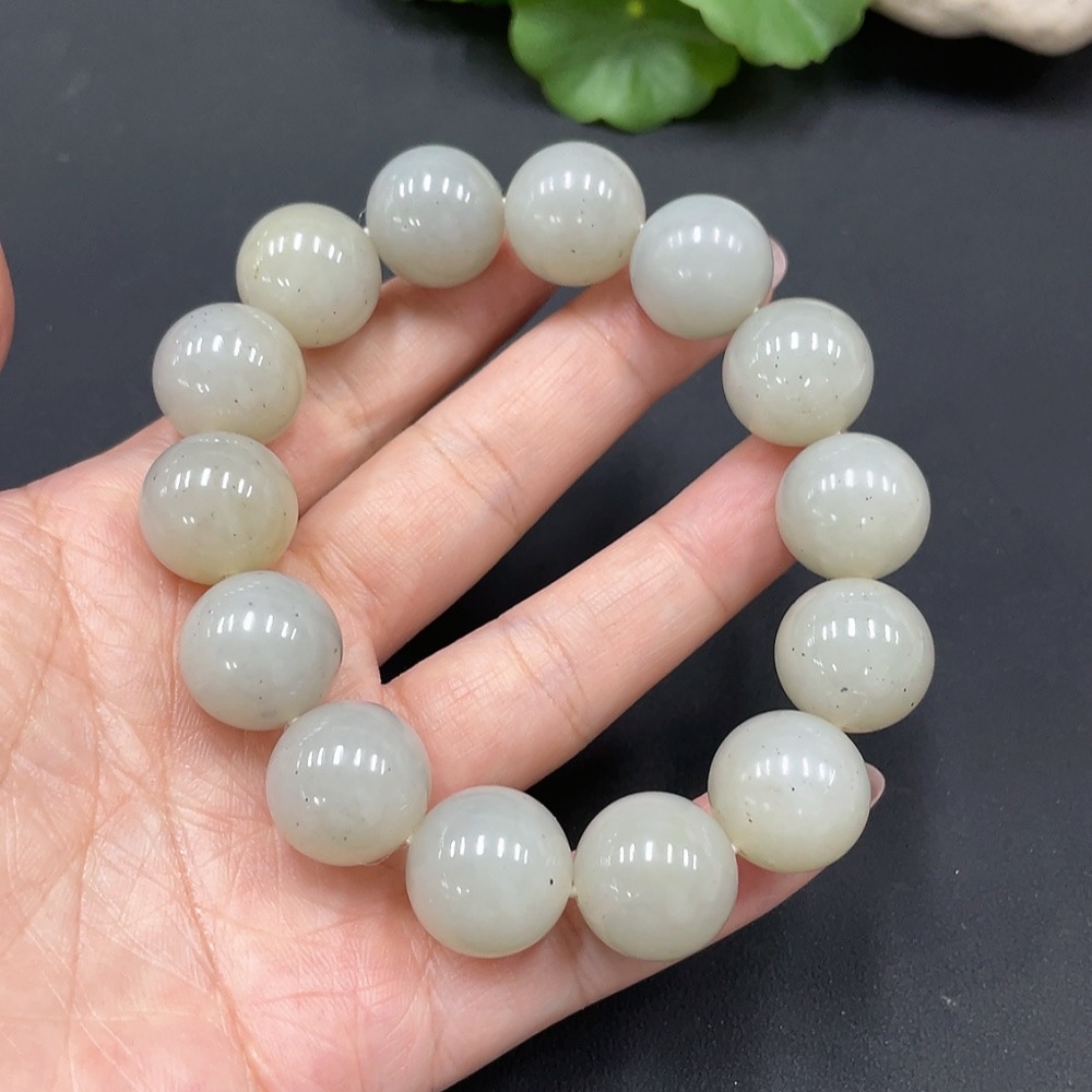H19081307 Hetian Jade Bracelet, Approx. 16mm Beads, Total Weight Approx. 92.19g