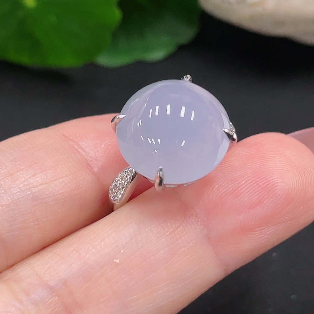 F34012815 Jadeite Inlaid Ring Size 14 18K Gold Total Weight 4.8g (With Diamond Accents)