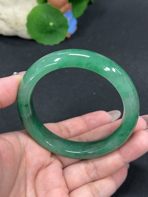 H41843713 非洲翠(独龙玉)正圈手镯 圈口59.5 货品总重约57.9g