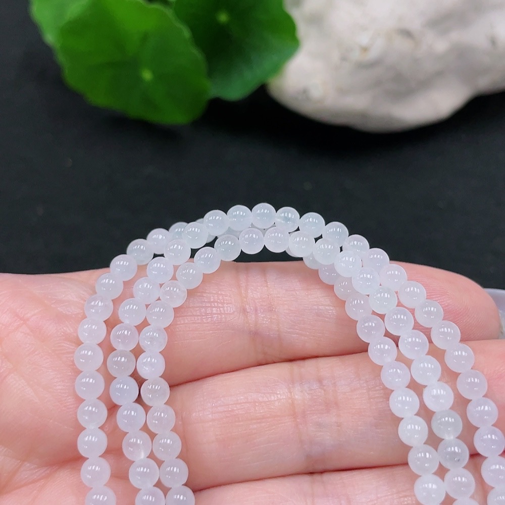 F33873891 Jadeite Bead Necklace Approx. 3.6mm Total Weight Approx. 15.89g Non-Gold Inlaid