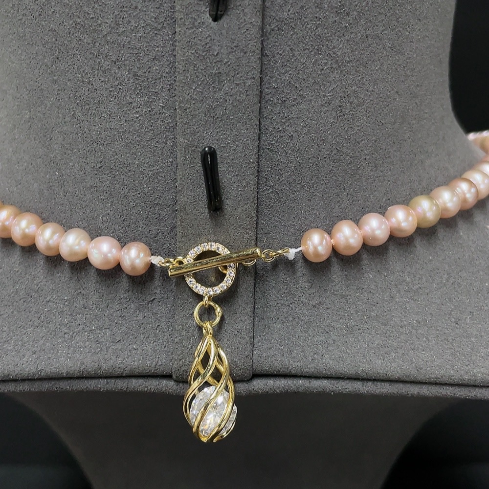 C34007299 Pearl Bead Necklace Non-Gold Total Weight Approx. 22.99g Size 5.5-6.1mm