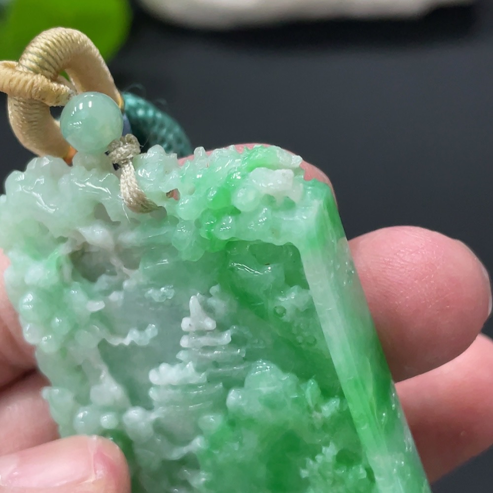 F31688565 Jadeite Landscape Pendant with Cord, Total Weight Approx. 46.1g