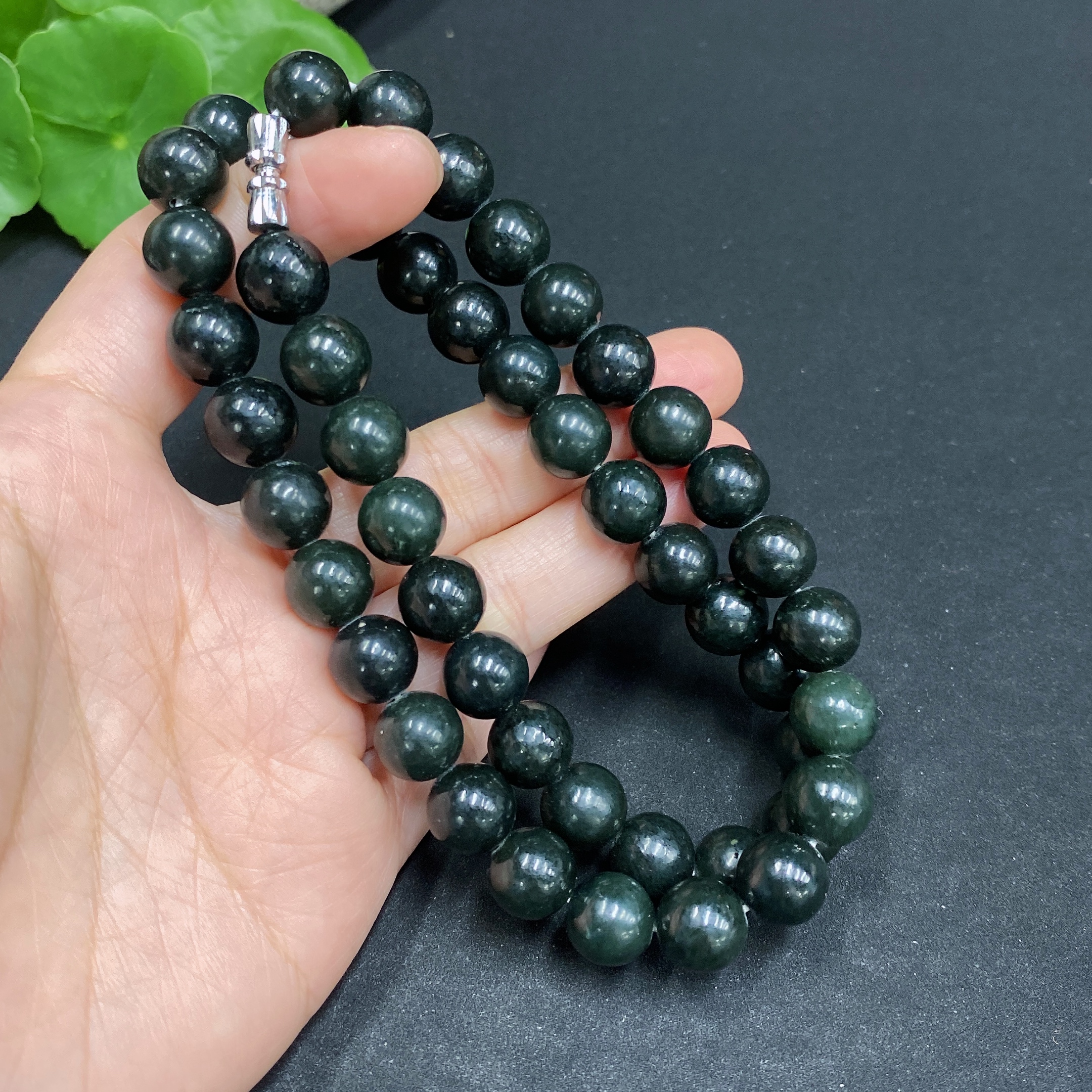H32704313 Hetian Jade Bead Necklace, Approx. 9.6mm, Total Weight About 73.5g
