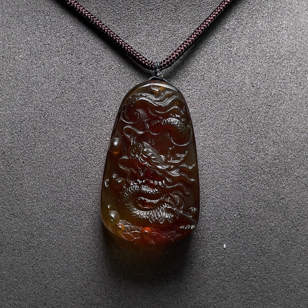 C33843621 Amber Beeswax Pendant with Rope, Total Weight Approx. 10.4g
