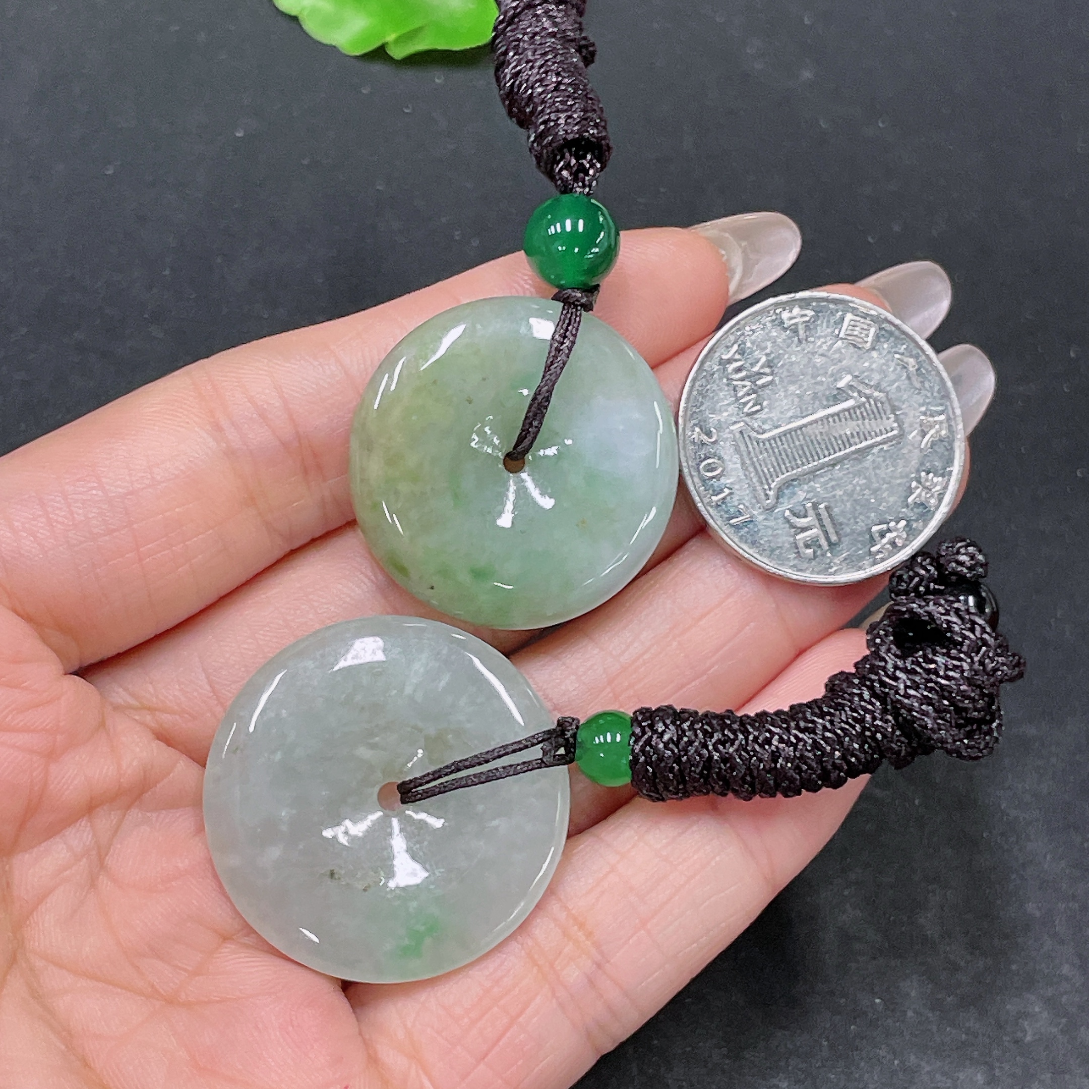 F35157743 Jadeite Pendant Peace Buckle Sell as a Lot Matching Beads Non-A