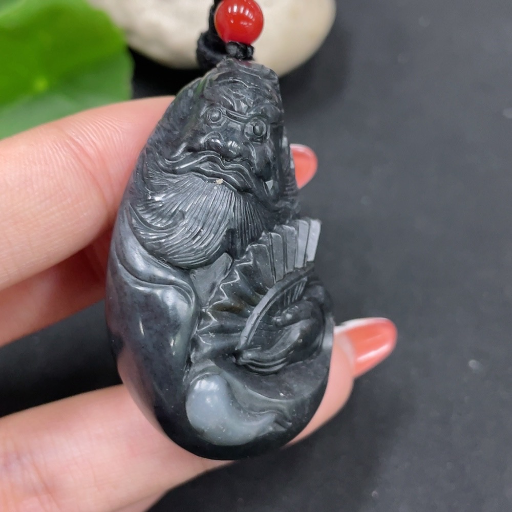 H34062709 Hetian Jade Pendant Zhong Kui