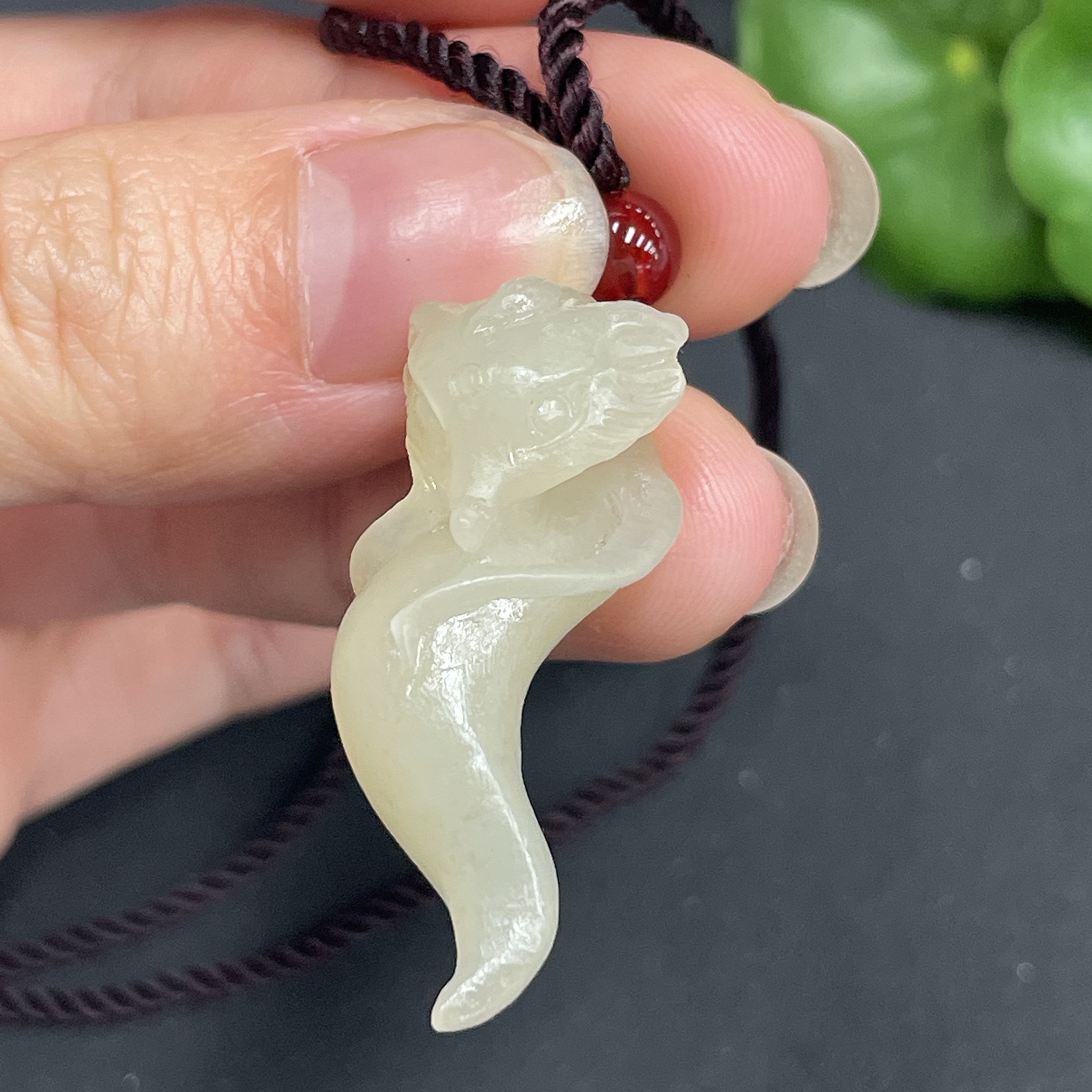 H10083908 Hetian Jade Pendant with Cord, Approx. 7.55g