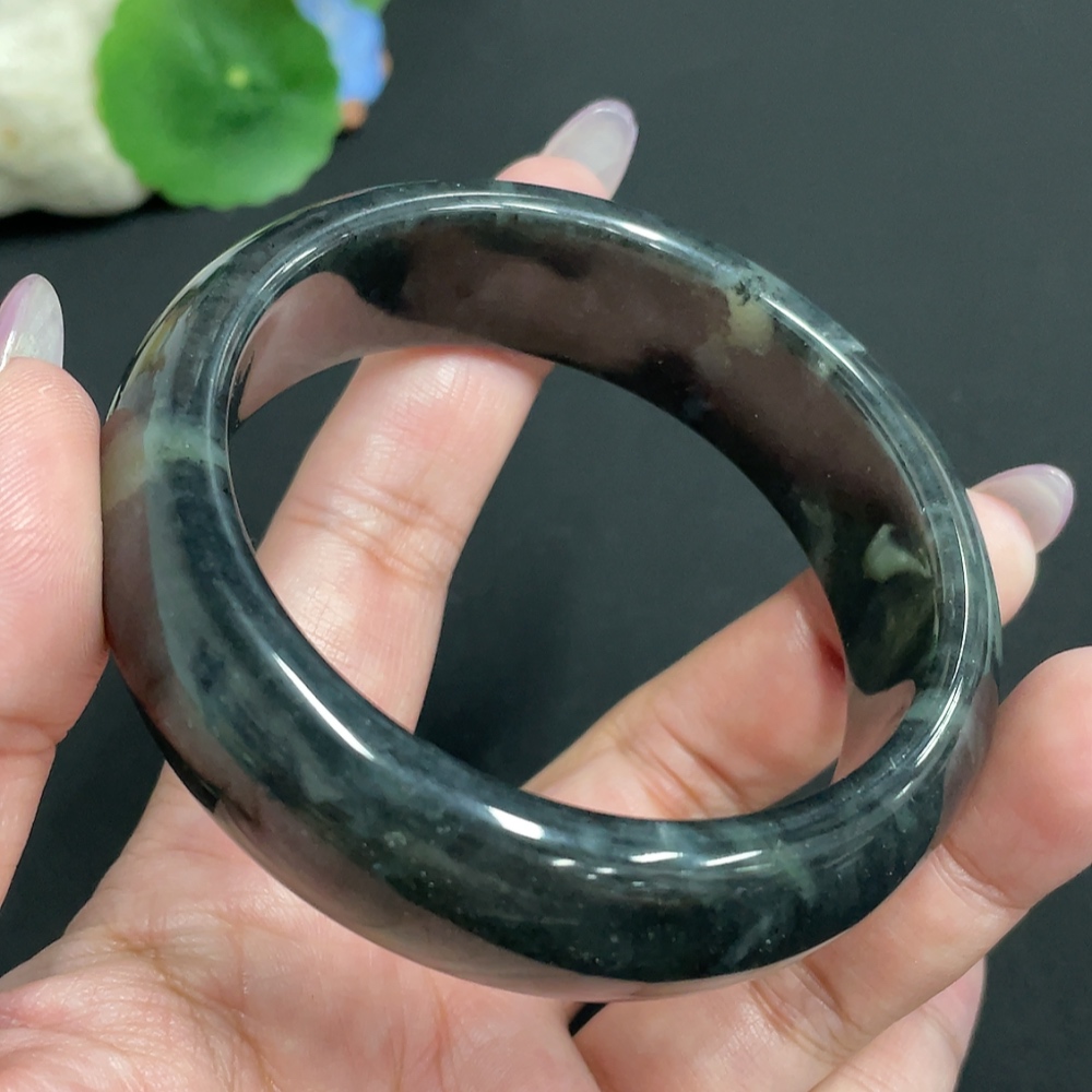 H33901805 Hetian Jade Round Bracelet Size 60.2 Total Weight Approx. 91.6g