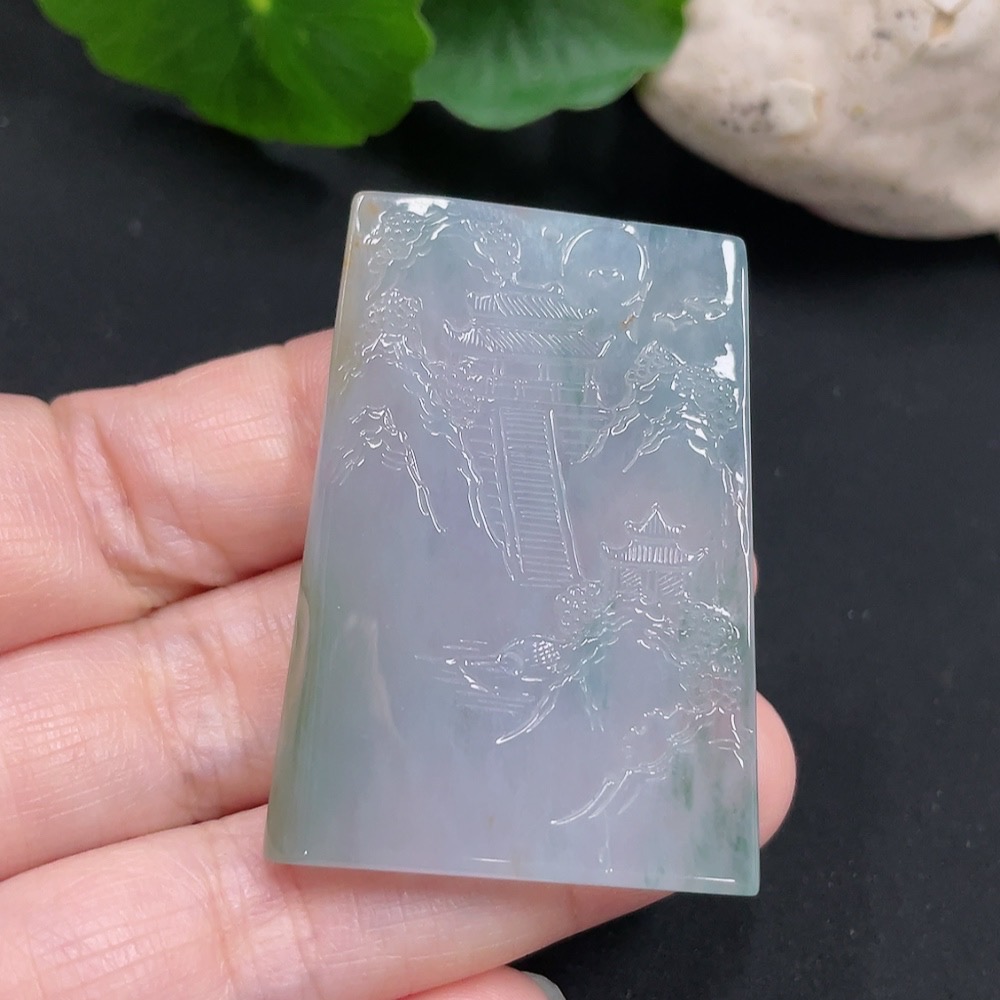 F31627283 Jadeite landscape pendant with total weight about 20.9g