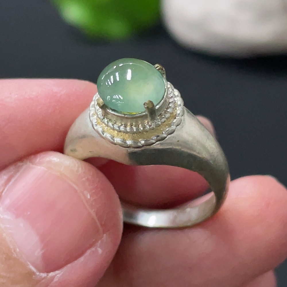 F34977839 Jadeite Cabochon Non-Gold Setting Total Weight Approx. 3.85g