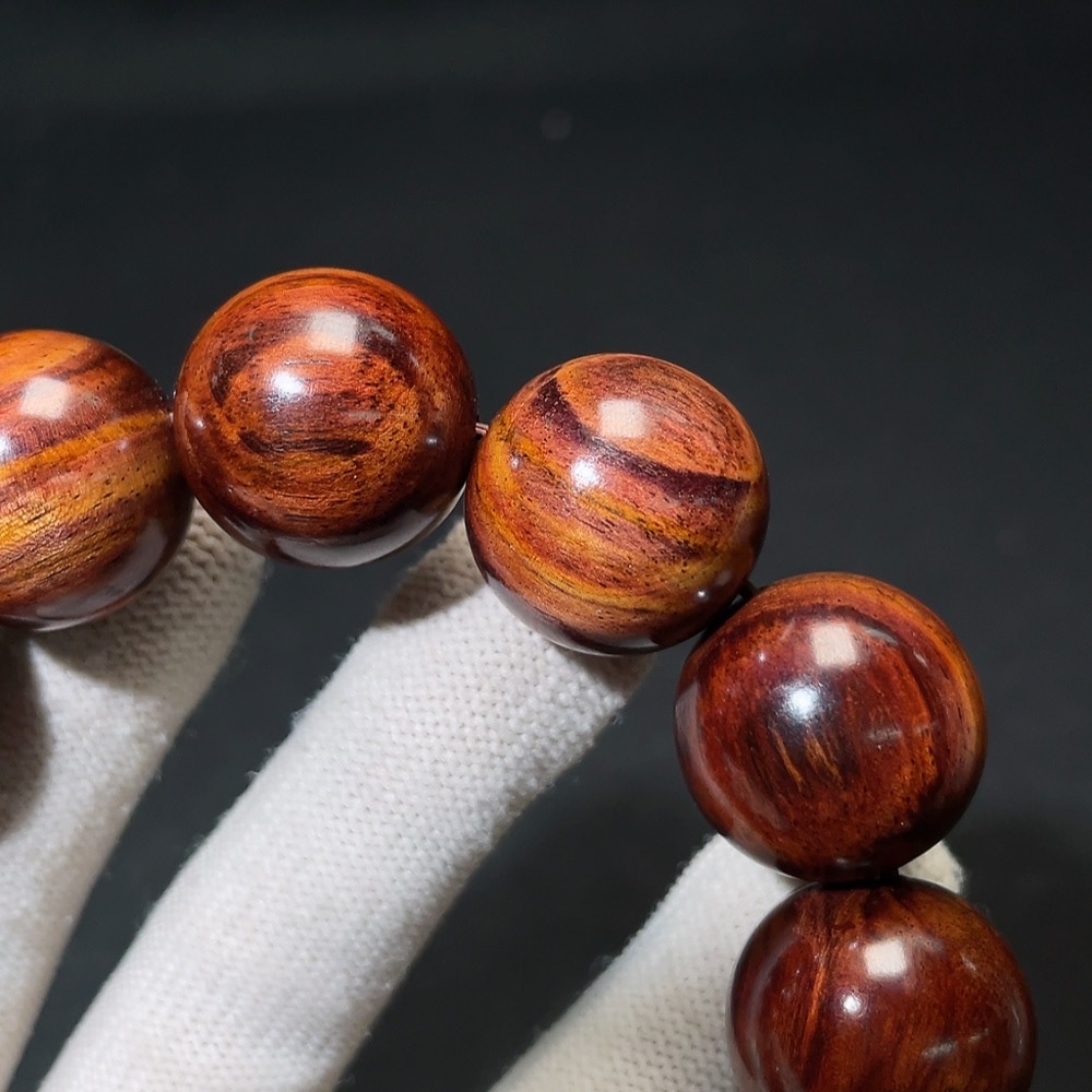 W33936975 Huanghuali Wood Bead Bracelet, Total Weight Approx. 43.7g, Size About 19.6mm