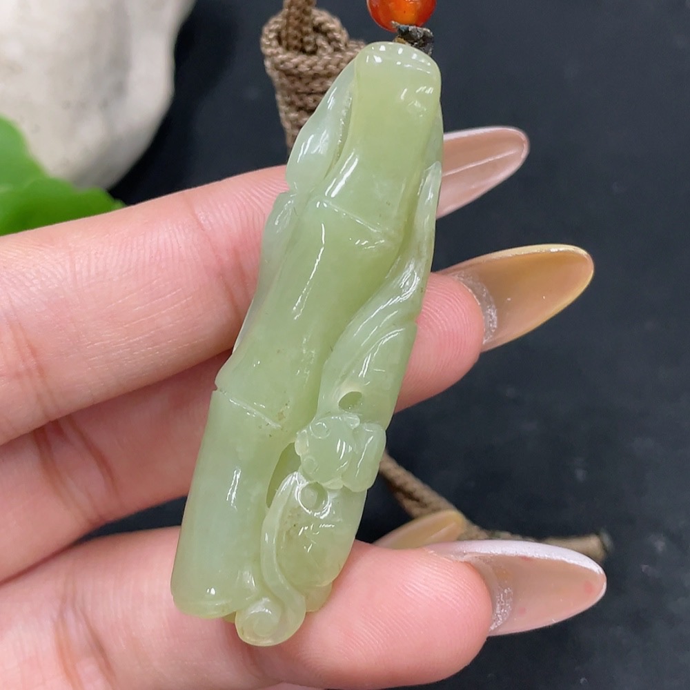 H31663938 Hetian Jade Pendant Bamboo Node