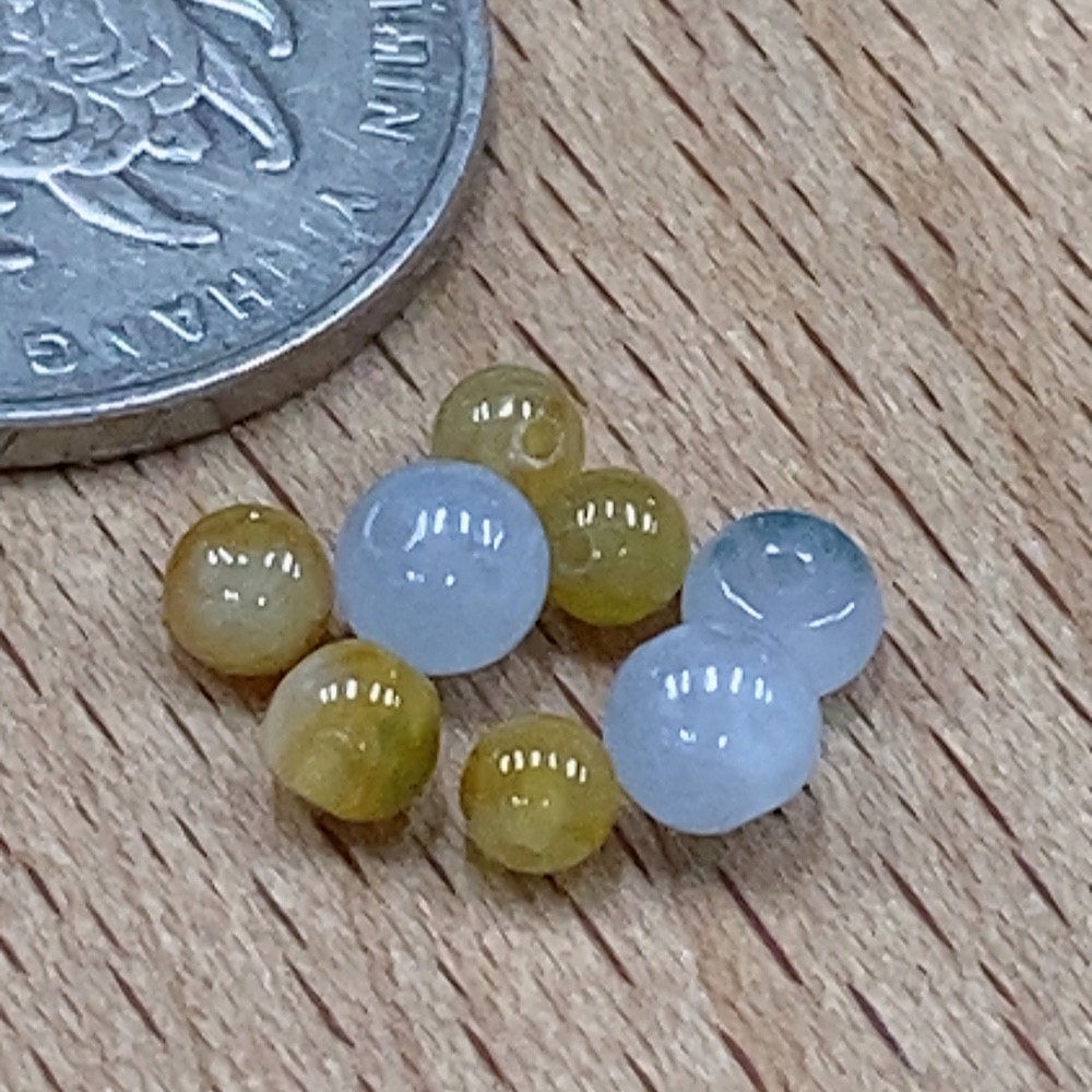 F33895443 Jadeite Beads Sell as a Lot Yellow Beads Color Origin Undetermined