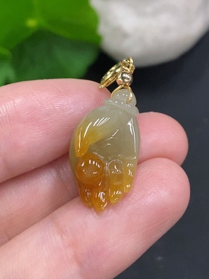 F35106679 Jadeite Palm Jewel Pendant Non-Gold Inlaid Total Weight Approx. 3.2g