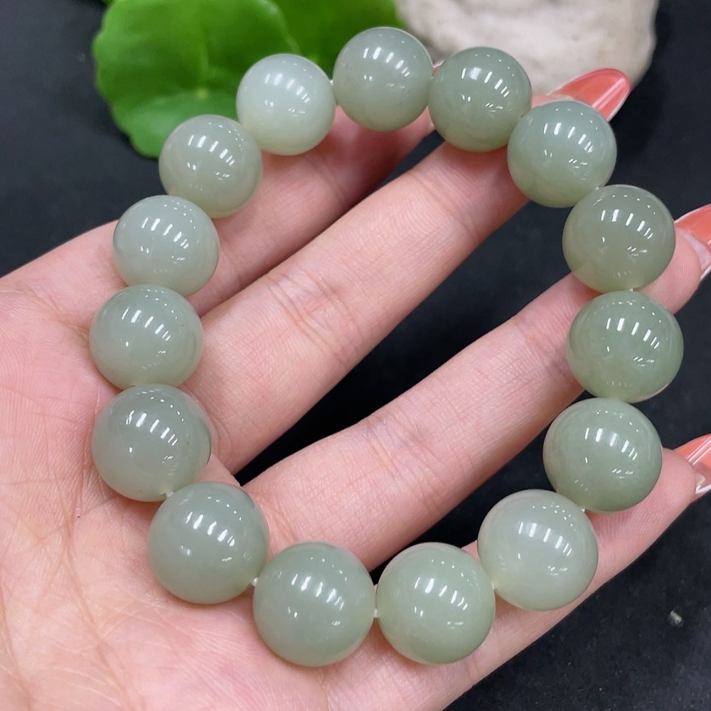 H35084451 Hetian Jade Bracelet, approx. 13.7mm, total weight approx. 63.4g