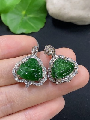 F44296367 Jadeite Buddha Pendant Inlaid Without Gold Total Weight About 5.67g