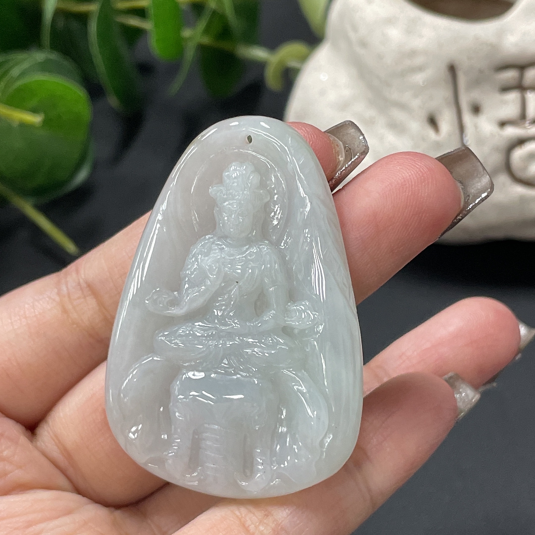 F12294013 Jadeite Samantabhadra Bodhisattva Pendant