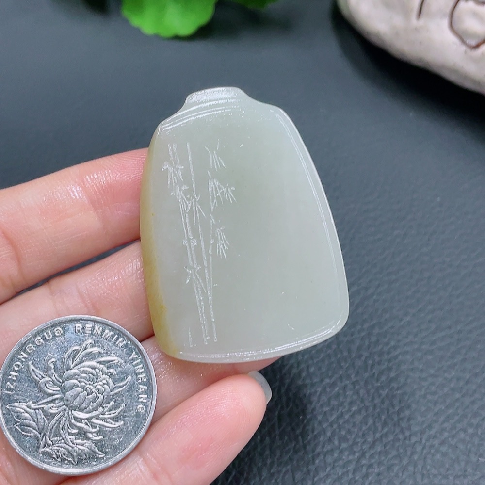 H23580306 Hetian Jade Pendant Bamboo Total Weight About 21.4g