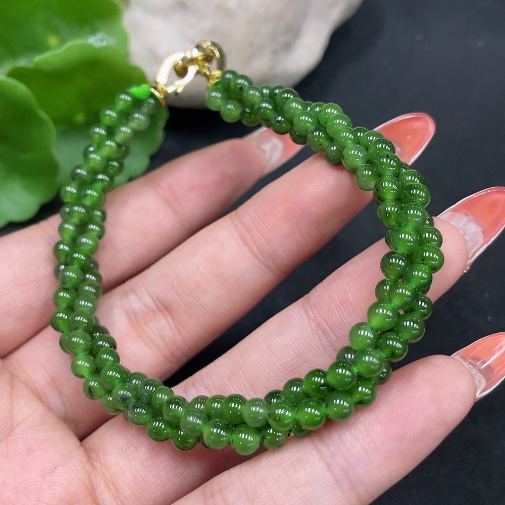 H35084204 Hetian Jade Bracelet Approx. 3.8mm Non-Gold Total Weight Approx. 15.5g