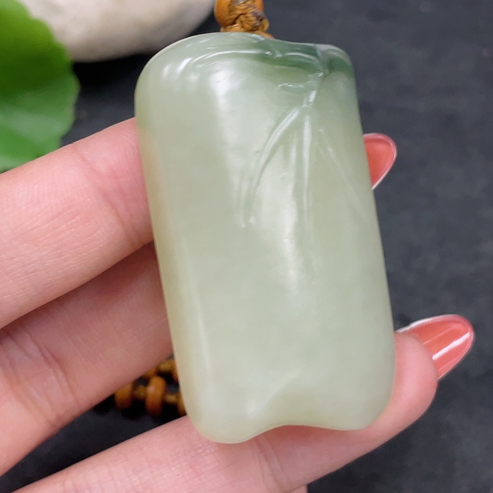 H34960558 Hetian Jade Pendant Bamboo Node