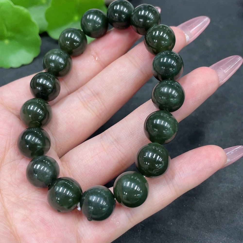 H33897525 Hetian Jade Bracelet Approx.11.6mm Total Weight Approx.44.9g