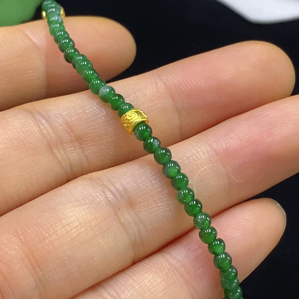 F34044450 Jadeite Bracelet approx. 2.9mm Beads Total Weight approx. 3.43g Non-Gold