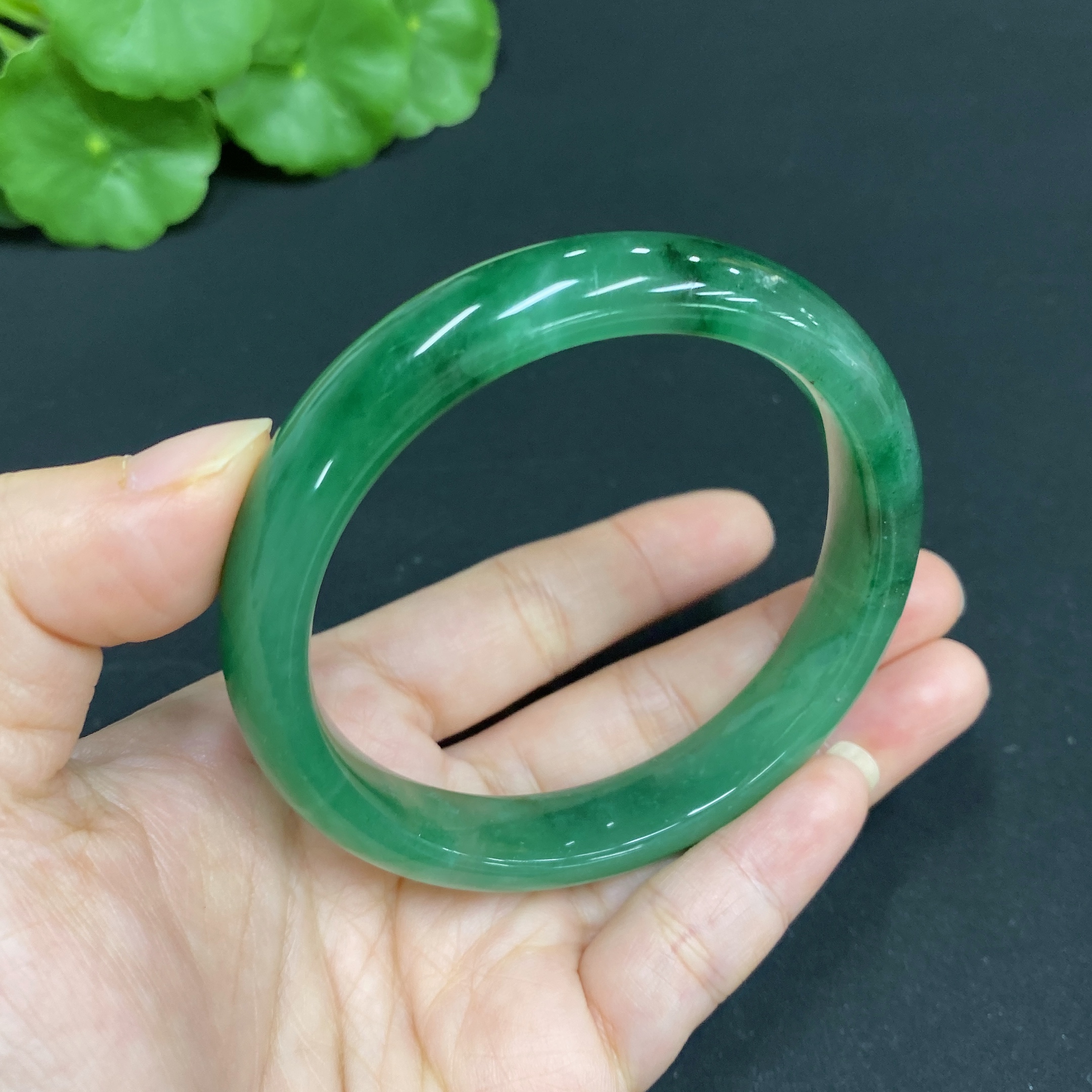 H34015252 African Emerald (Dulong Jade) Regular Circle Bracelet