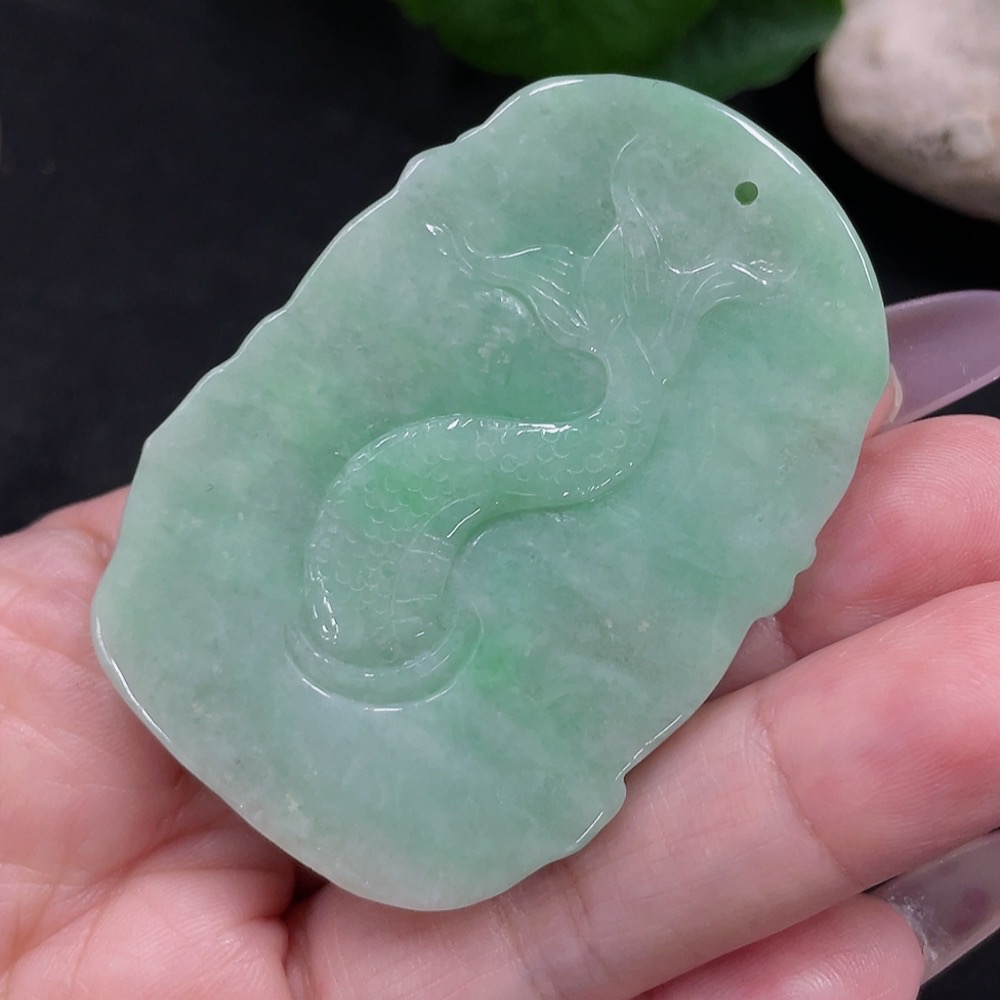 F35128124 Jadeite Dragon-Riding Guanyin Pendant