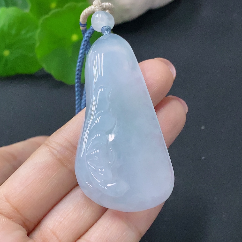 F28199790 Jadeite Lotus Pendant Total Weight Approx. 24.8g (including string weight)