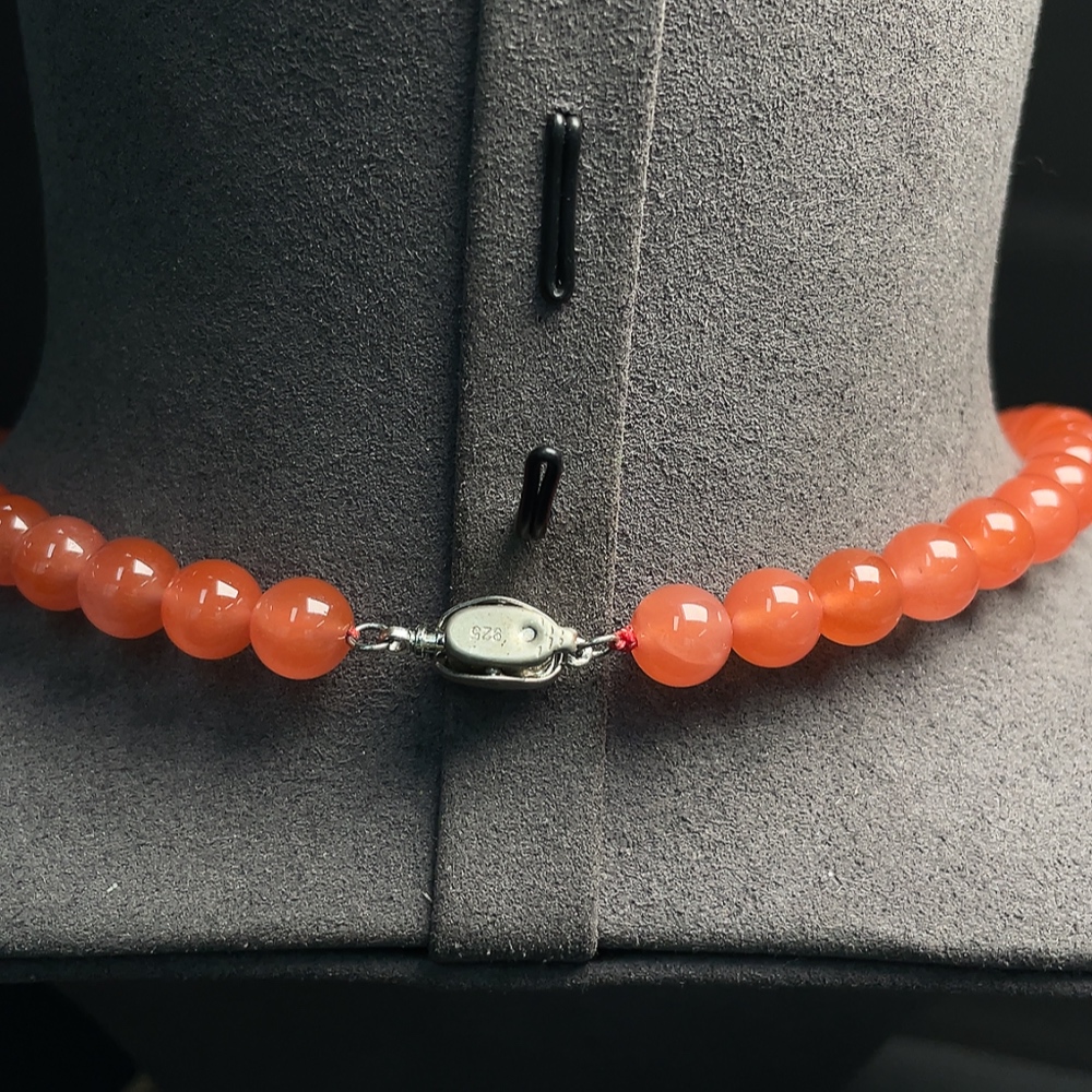 C34008137 Red Agate Beaded Necklace with Visible Organic Matter, Total Weight Approx. 42.25g, Size 8.1mm, Non-Gold