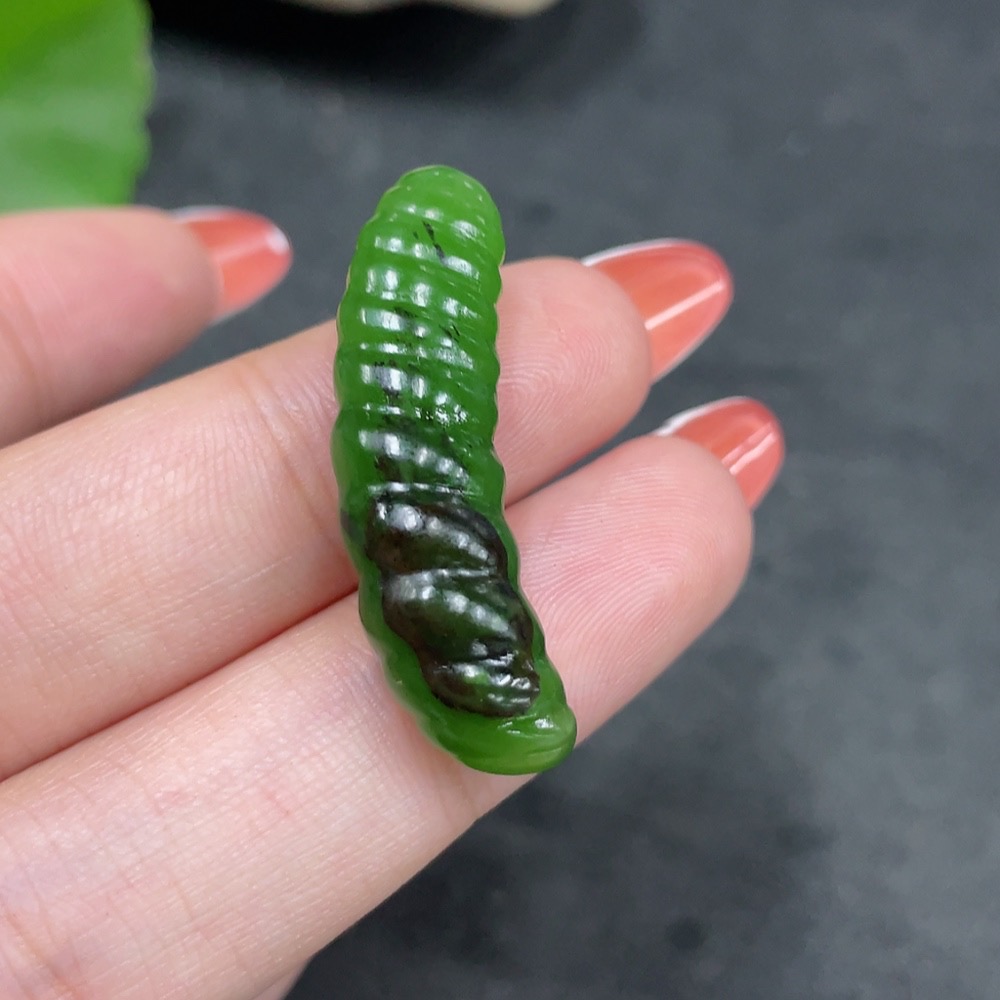 H34961190 Hetian Jade Jasper Pendant Silkworm Larva Total Weight About 3.7g