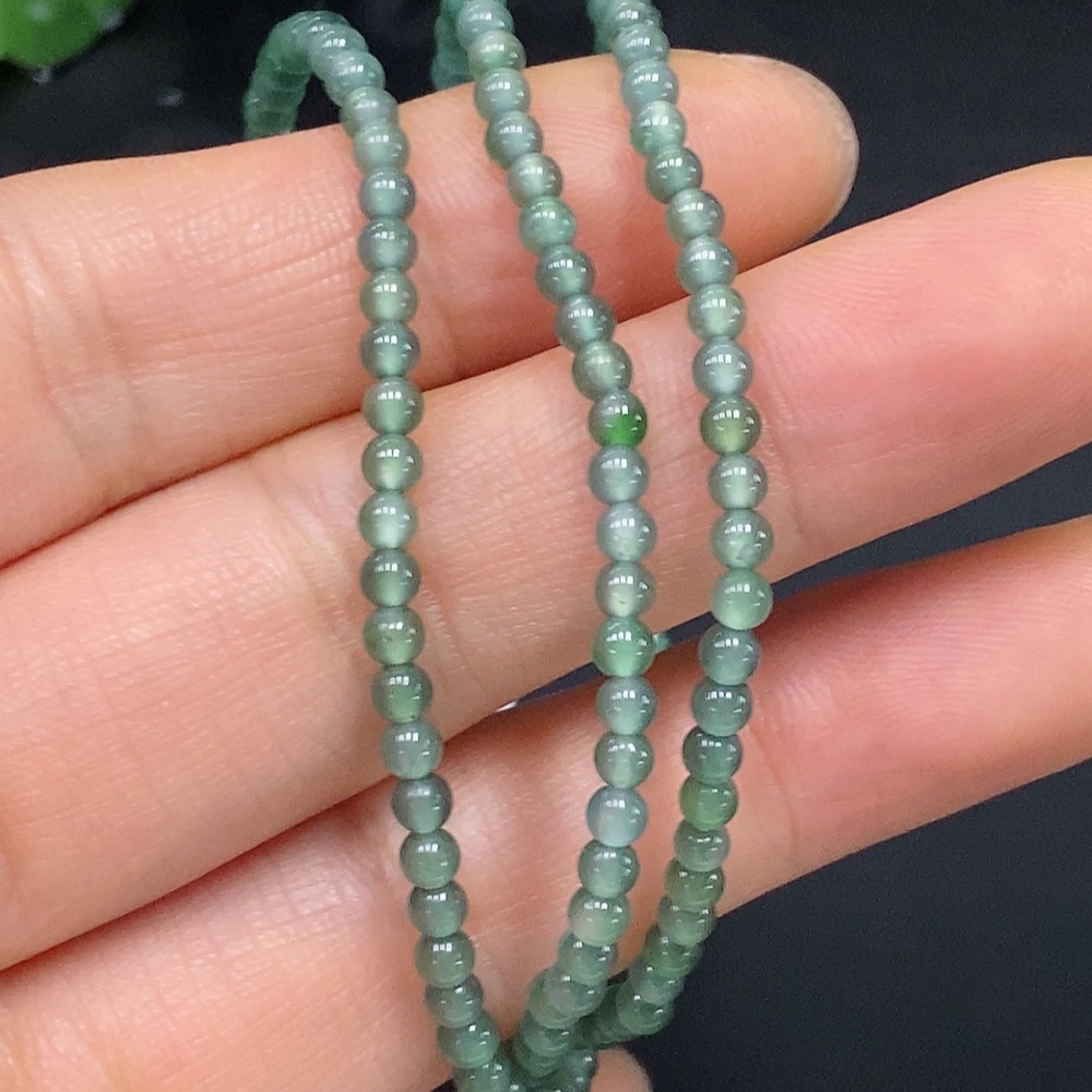 F24762634 Jadeite Beaded Necklace Approx. 3mm Total Weight About 7.55g