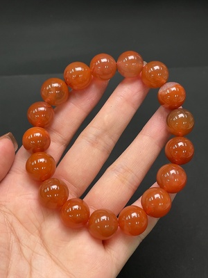 C13472829 South Red Agate Bead Strand, Approx. 55.75g, Size 13.5mm