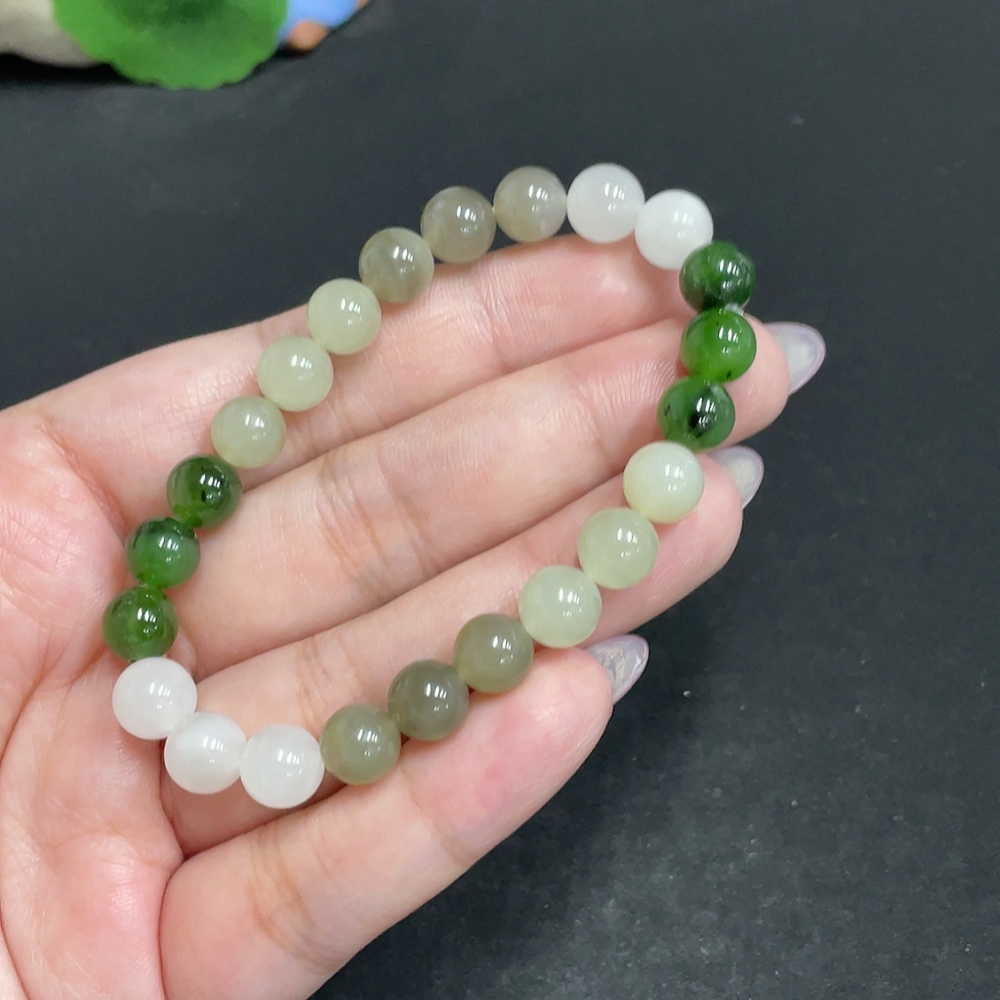 H33846507 Hetian Jade Bracelet Approx. 7.9mm Total Weight About 18g