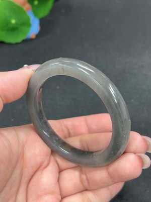 H41923514 非洲翠(独龙玉)正圈手镯 圈口52.6 货品总重约32.9g