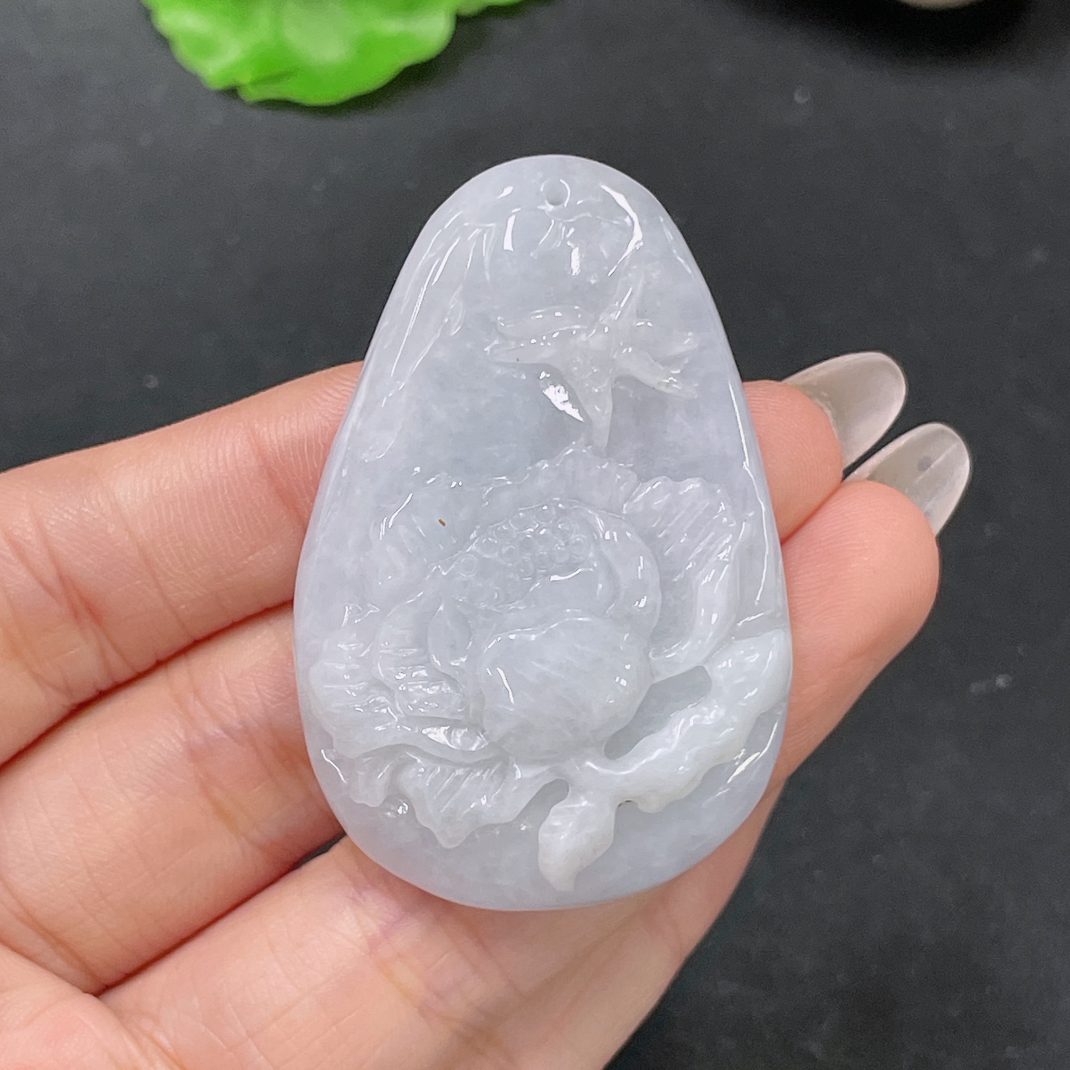 F35138069 Jadeite Pendant Flower Blossom and Wealth Total Weight Approx. 36.6g