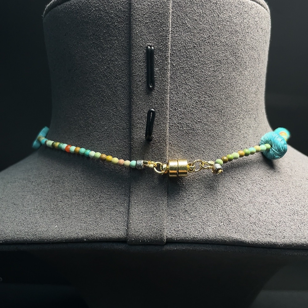 C34008363 Turquoise necklace containing other mineral components, non-gold, total product weight approximately 16.94g (including minerals)