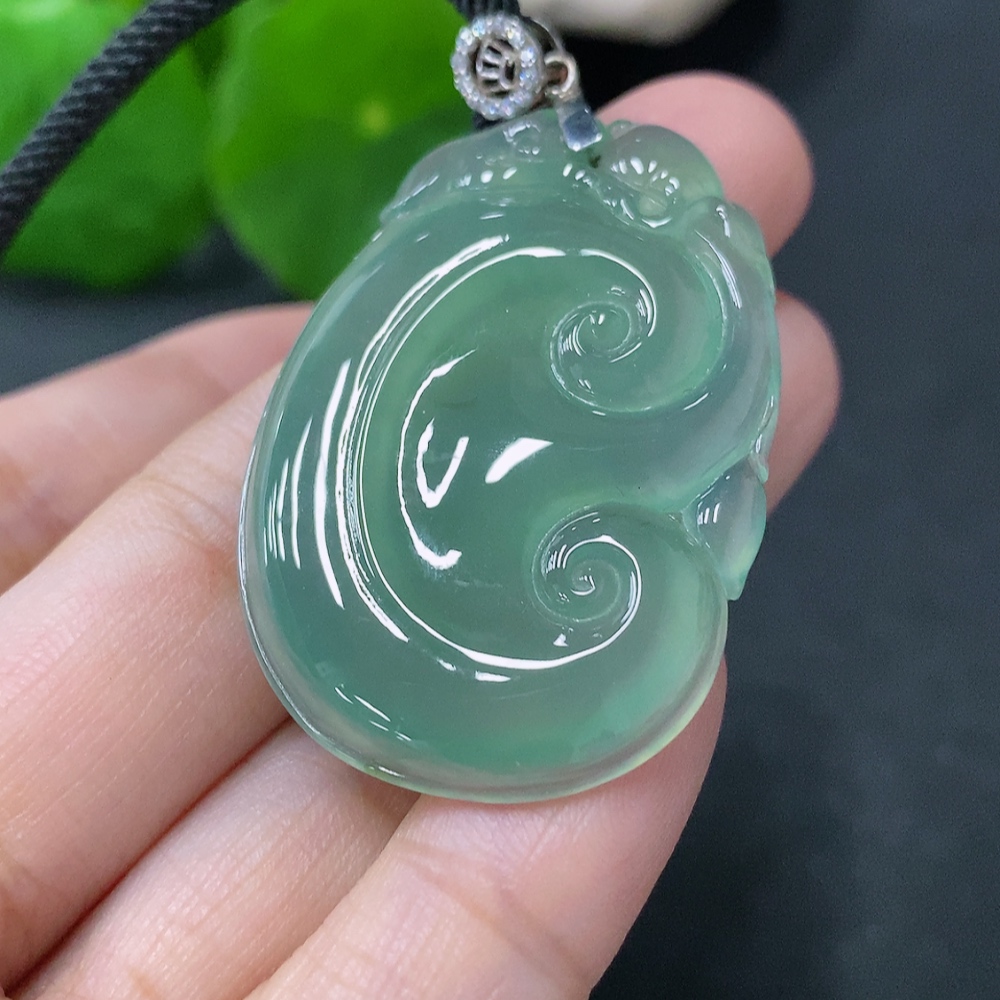 F33849550 Jadeite Pendant Ruyi Total Weight Approx. 15.7g Including Rope Non-Gold