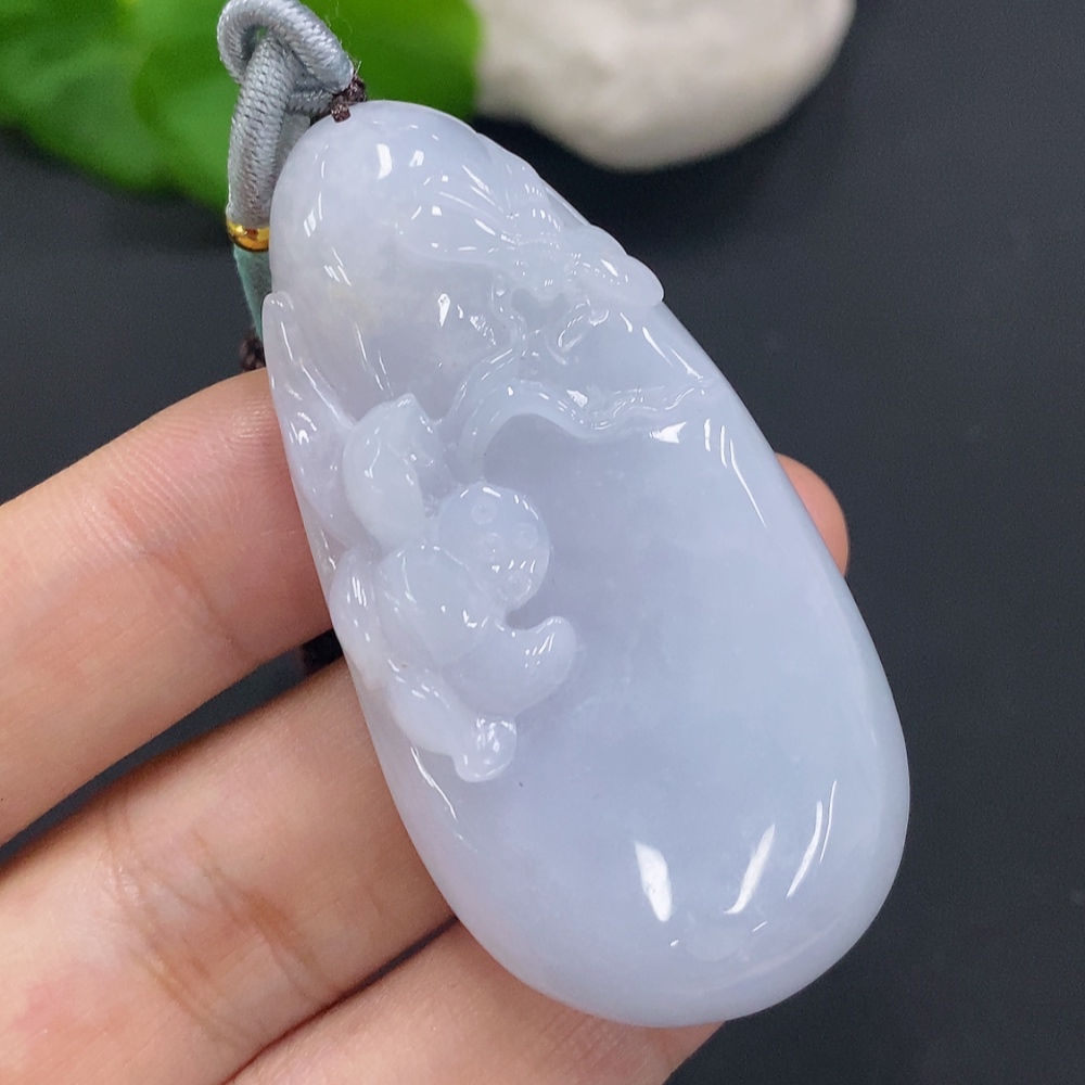 F27137013 Jadeite Flourishing Wealth Pendant, Total Weight with Rope Approx. 33.6g