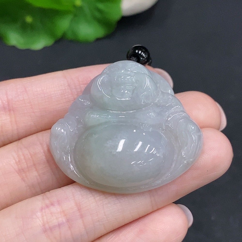 F34034599 Jadeite Buddha pendant Total weight including chain is about 32.2g (chain is not grade A)