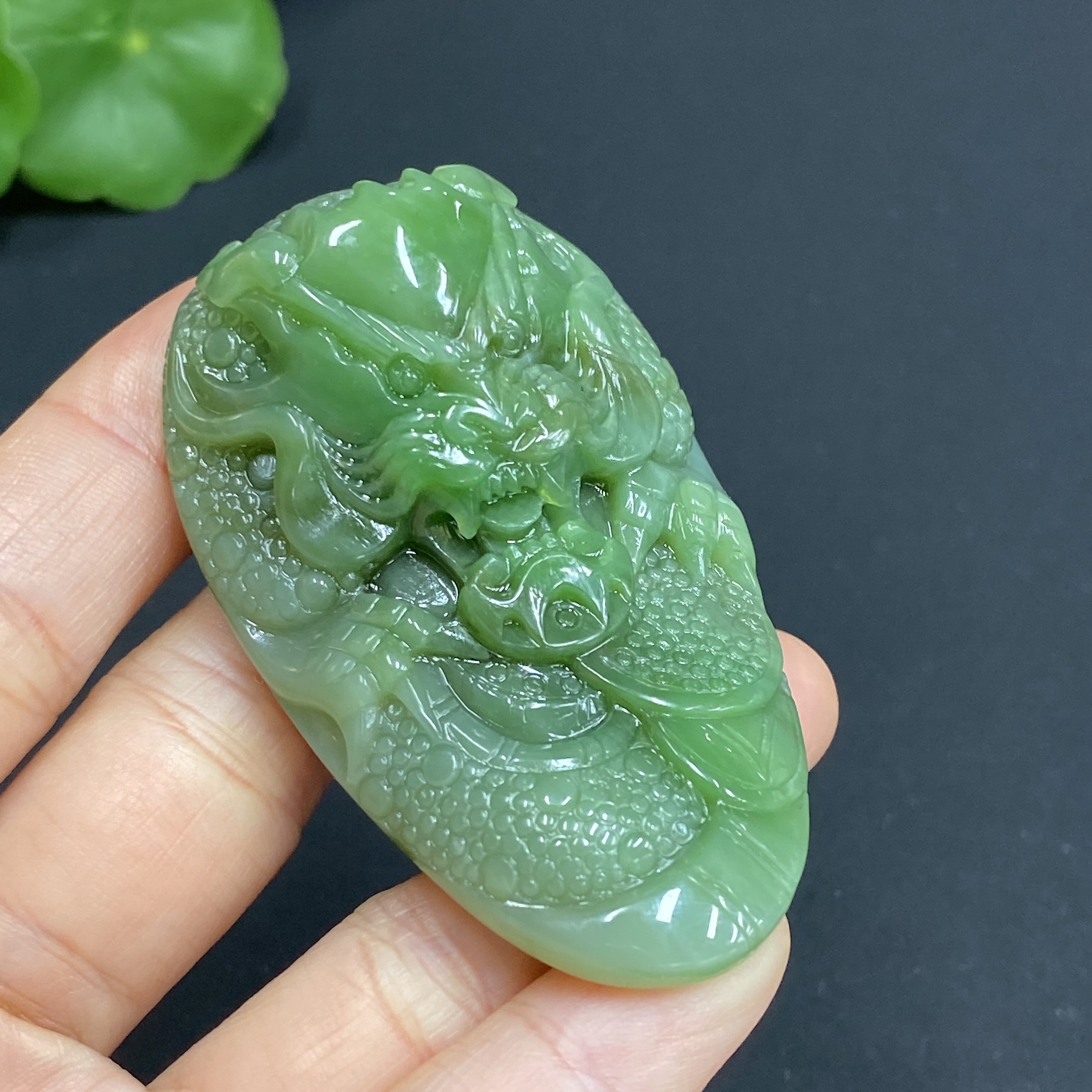 H27060062 Hetian Jade Pendant Dragon Total Weight Approx.57g