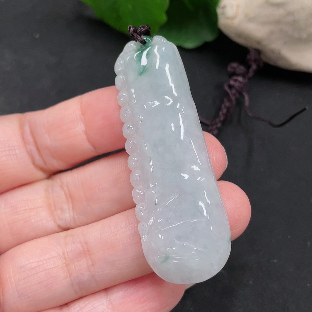 F35129099 Jadeite Bamboo Pendant Total Weight Approx.14.9g