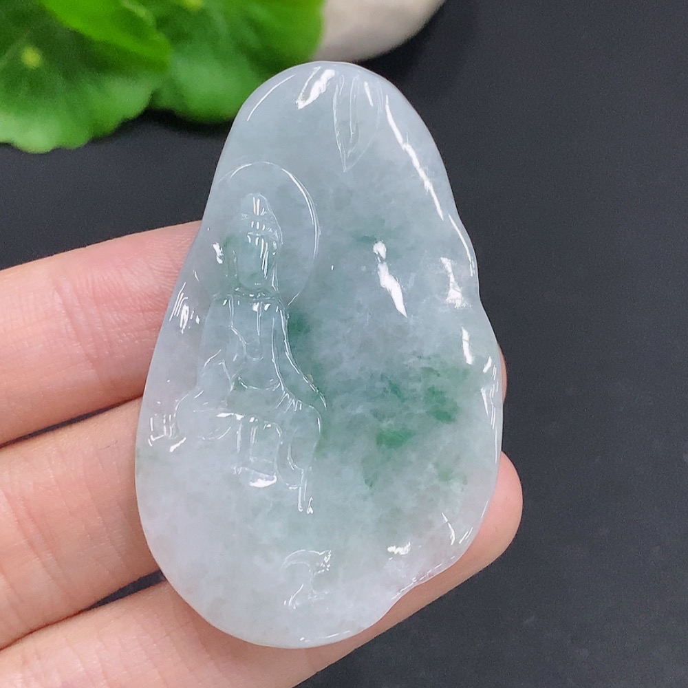 F31606012 JadeiteFormless Guanyin Pendant