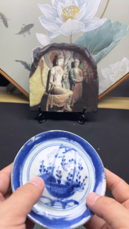 W30541289 Ceramic, Complete Piece, Mid-Early Qing Dynasty Blue and White Cymbidium Flower Plate (Subject to Actual Item)