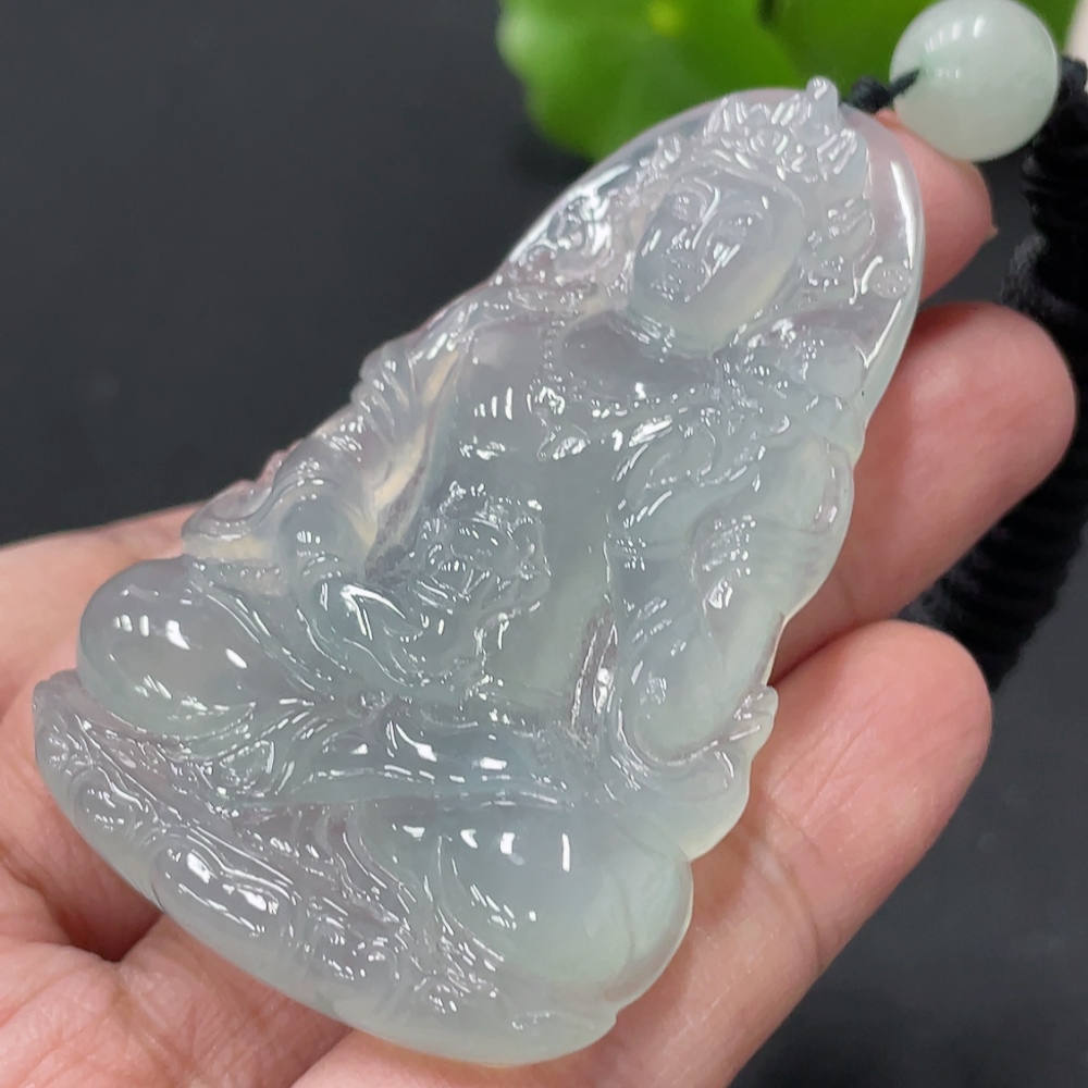 F34057857 Jadeite Guanyin Pendant, total weight approximately 30.18g, with non-A grade beads