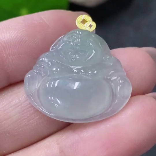 F34043619 Jadeite Pendant Buddha 18k Total Weight Approx. 3.48g