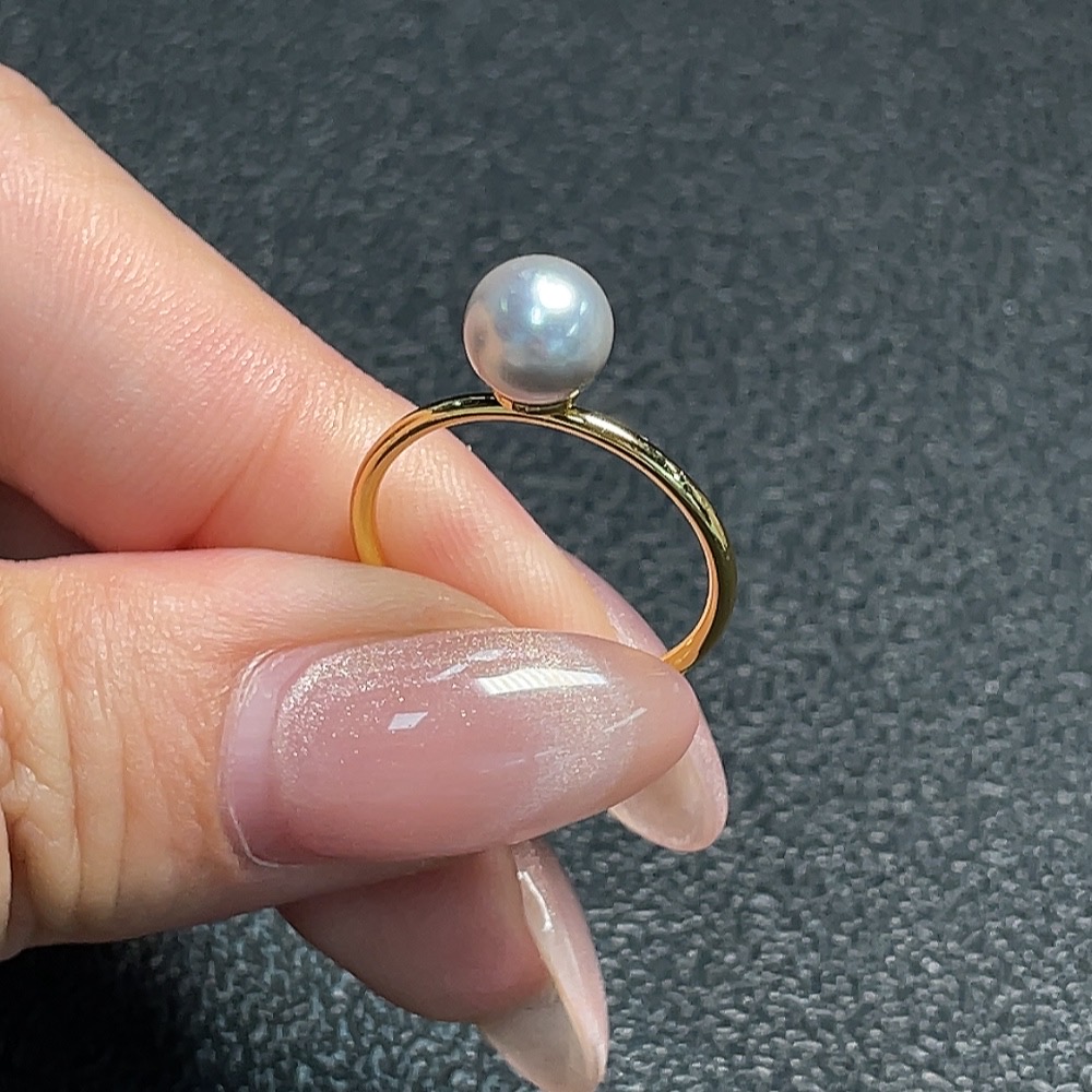 C34992255 Seawater pearl ring, color origin undetermined, non-gold, adjustable, total weight approx. 1.2g, size around 6.8mm