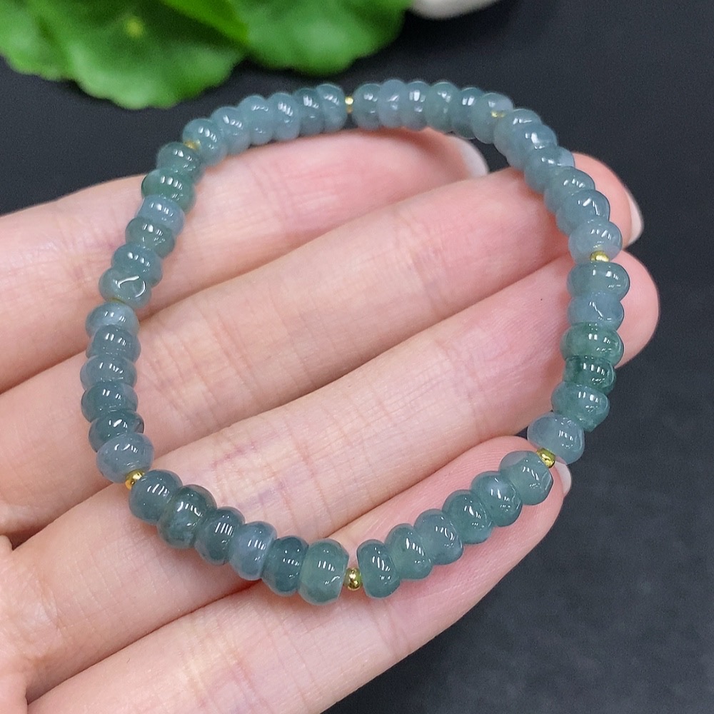 F34002938 Jadeite Bracelet Non-Gold Inlaid Total Weight Approx. 9.7g Size About 5.3mm